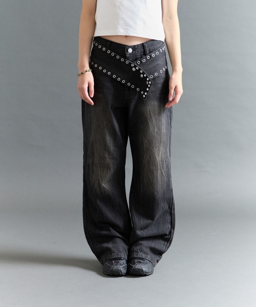 パンツ beeden L EYELET SEMI LOOSE DENIM パンツ BEEDEN L EYELET SEMI LOOSE DENIM beeden ビーデンMETAL