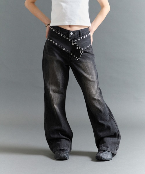 FTW(エフティダブリュー)の「EYELET BELT DENIM(デニムパンツ・レディース・LT.GRY/Black/LT.Blue・MEDIUM/SMALL)」の5枚目の写真