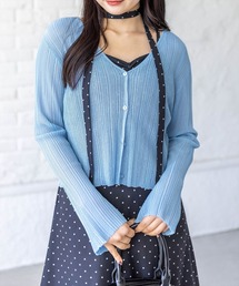 clear | シアーメロウニットカーディガン［骨格ウェーブ/華奢見え/Vネック/フェミニン］(カーディガン/ボレロ)