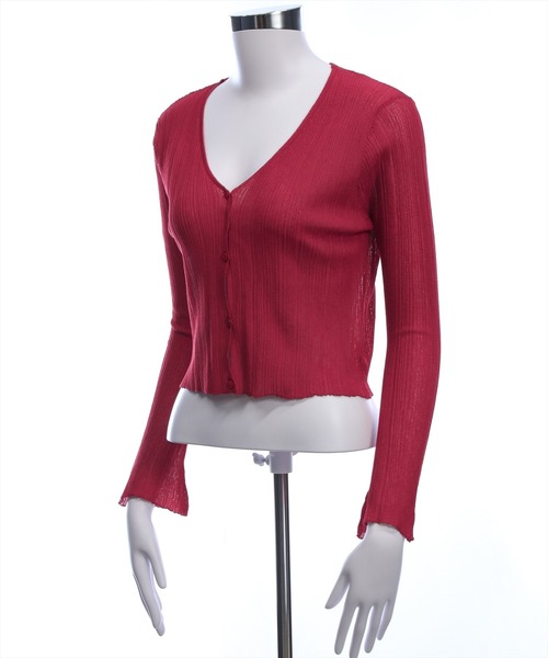 clear（クリア）の「シアーメロウニットカーディガン[オフィスカジュアル 着回し抜群 大人]（カーディガン/ボレロ・レディース・ブラック/レッド/アイボリー・F）」の12枚目の写真