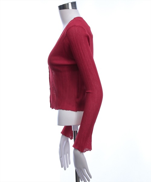 clear（クリア）の「シアーメロウニットカーディガン[オフィスカジュアル 着回し抜群 大人]（カーディガン/ボレロ・レディース・ブラック/レッド/アイボリー・F）」の13枚目の写真