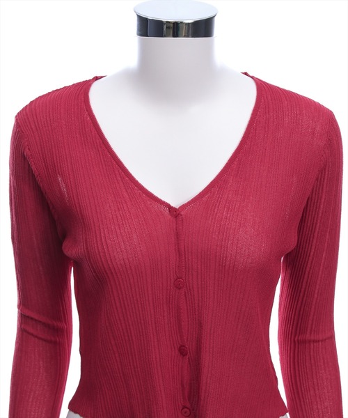 clear（クリア）の「シアーメロウニットカーディガン[オフィスカジュアル 着回し抜群 大人]（カーディガン/ボレロ・レディース・ブラック/レッド/アイボリー・F）」の16枚目の写真