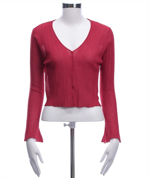 clear（クリア）の「シアーメロウニットカーディガン[オフィスカジュアル 着回し抜群 大人]（カーディガン/ボレロ・レディース・ブラック/レッド/アイボリー・F）」の18枚目の写真