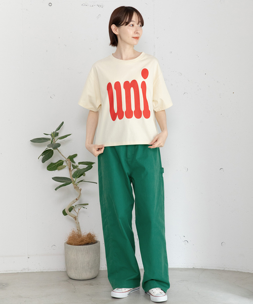POU DOU DOU（プードゥドゥ）の「uniビッグロゴTシャツ（Tシャツ/カットソー・レディース・ダークグレー/キナリ/ライトブルー・M）」の7枚目の写真