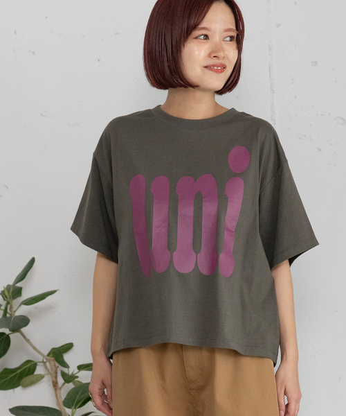 POU DOU DOU（プードゥドゥ）の「uniビッグロゴTシャツ（Tシャツ/カットソー・レディース・ダークグレー/キナリ/ライトブルー・M）」の9枚目の写真