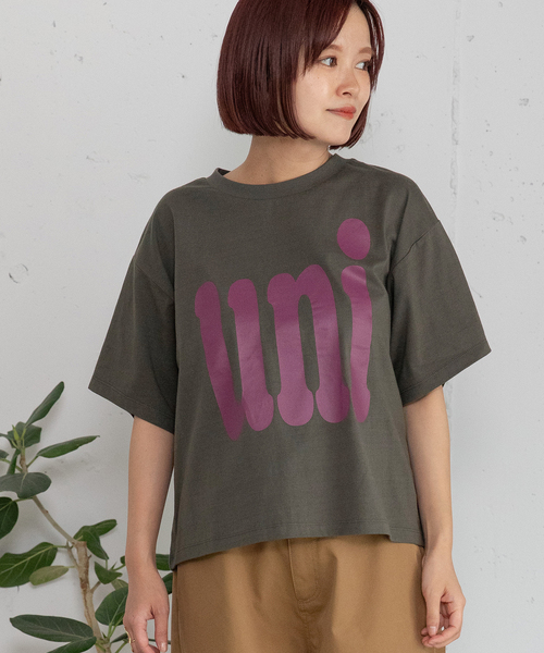 POU DOU DOU（プードゥドゥ）の「uniビッグロゴTシャツ（Tシャツ/カットソー・レディース・ダークグレー/キナリ/ライトブルー・M）」の13枚目の写真