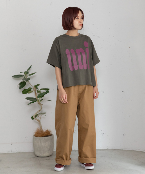 POU DOU DOU（プードゥドゥ）の「uniビッグロゴTシャツ（Tシャツ/カットソー・レディース・ダークグレー/キナリ/ライトブルー・M）」の15枚目の写真