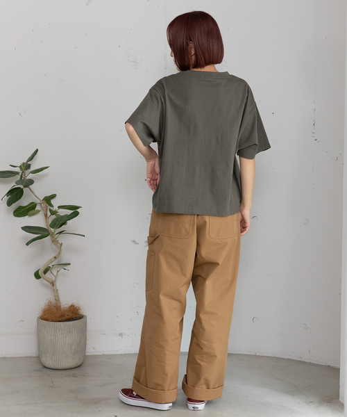 POU DOU DOU（プードゥドゥ）の「uniビッグロゴTシャツ（Tシャツ/カットソー・レディース・ダークグレー/キナリ/ライトブルー・M）」の17枚目の写真