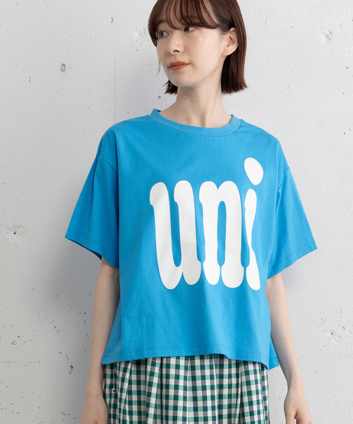 POU DOU DOU（プードゥドゥ）の「uniビッグロゴTシャツ（Tシャツ/カットソー・レディース・ダークグレー/キナリ/ライトブルー・M）」の18枚目の写真