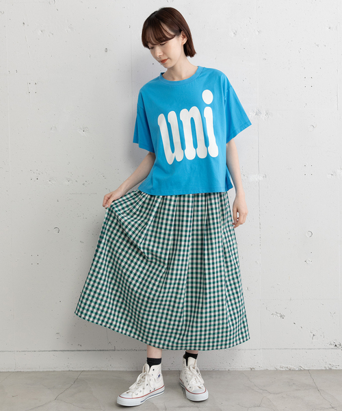 POU DOU DOU（プードゥドゥ）の「uniビッグロゴTシャツ（Tシャツ/カットソー・レディース・ダークグレー/キナリ/ライトブルー・M）」の20枚目の写真
