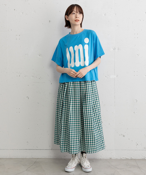 POU DOU DOU（プードゥドゥ）の「uniビッグロゴTシャツ（Tシャツ/カットソー・レディース・ダークグレー/キナリ/ライトブルー・M）」の21枚目の写真