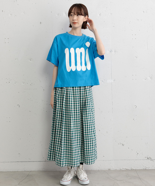 POU DOU DOU（プードゥドゥ）の「uniビッグロゴTシャツ（Tシャツ/カットソー・レディース・ダークグレー/キナリ/ライトブルー・M）」の22枚目の写真