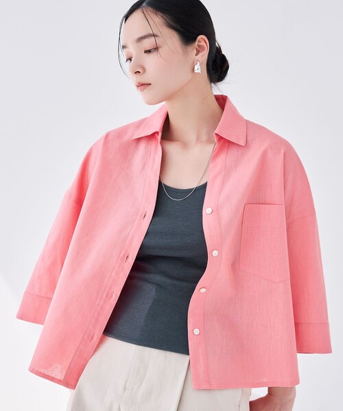 BIANCA(ビアンカ)の「【デイリーユース】コットンリネンスキッパーシャツ(シャツ/ブラウス・レディース・オフホワイト/ブルー/ピンク・38)」の1枚目の写真