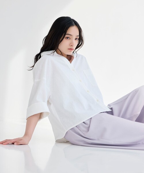 BIANCA(ビアンカ)の「【デイリーユース】コットンリネンスキッパーシャツ(シャツ/ブラウス・レディース・オフホワイト/ブルー/ピンク・38)」の8枚目の写真