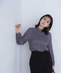 ナチュラルビューティーベーシック　ブルーグレー系ブラウス NATURAL BEAUTY BASIC｜ナチュラルビューティーベーシックの