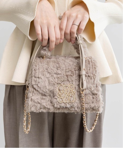 RANDA（ランダ）の「2WAY モノグラムショルダーファーバッグ（ショルダーバッグ・レディース・グレー/ベージュ/ピンク/アイボリー・FREE）」の11枚目の写真