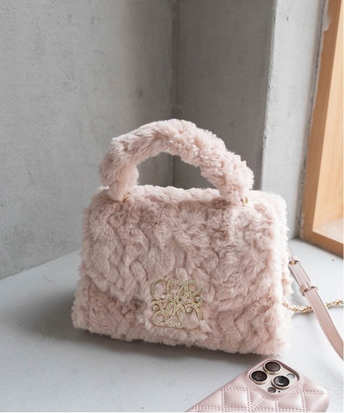 RANDA（ランダ）の「2WAY モノグラムショルダーファーバッグ（ショルダーバッグ・レディース・グレー/ベージュ/ピンク/アイボリー・FREE）」の14枚目の写真