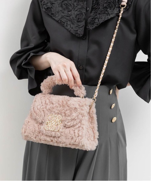 RANDA（ランダ）の「2WAY モノグラムショルダーファーバッグ（ショルダーバッグ・レディース・グレー/ベージュ/ピンク/アイボリー・FREE）」の16枚目の写真