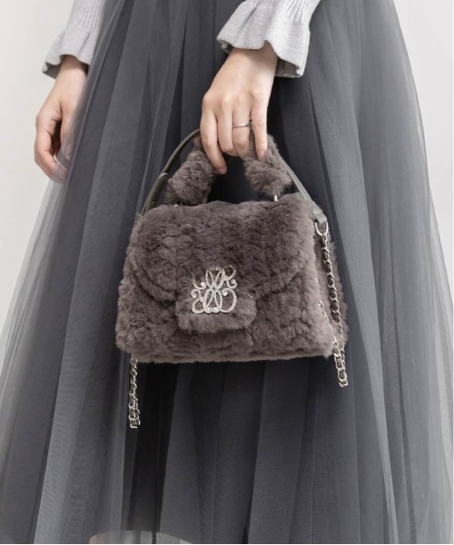 RANDA（ランダ）の「2WAY モノグラムショルダーファーバッグ（ショルダーバッグ・レディース・グレー/ベージュ/ピンク/アイボリー・FREE）」の19枚目の写真