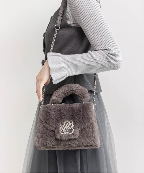 RANDA（ランダ）の「2WAY モノグラムショルダーファーバッグ（ショルダーバッグ・レディース・グレー/ベージュ/ピンク/アイボリー・FREE）」の20枚目の写真