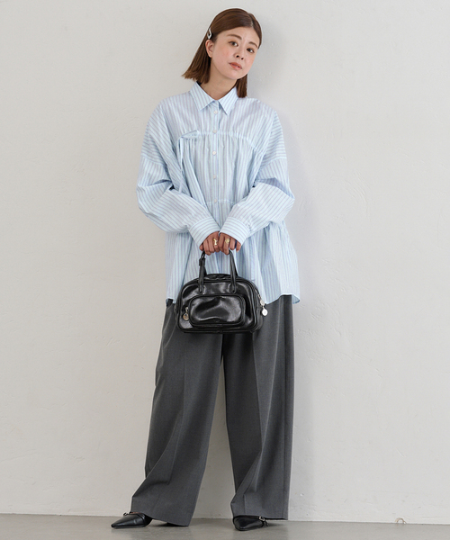 未使用☆2024AW　U by SPICK&SPAN タイセットコンパクトシャツ リボンディティールシャツ（シャツ/ブラウス）｜U by SPICK&SPAN