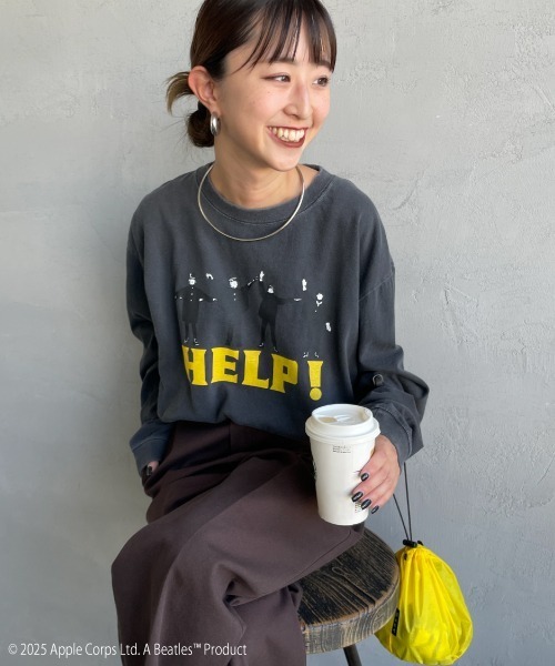 GOOD ROCK SPEED（グッドロックスピード）の「[GOOD ROCK SPEED/グッドロックスピード] 別注 THE BEATLES ロゴプリントロンT(HELP!)（Tシャツ/カットソー・レディース・チャコールグレー・M/L/XL）」の6枚目の写真