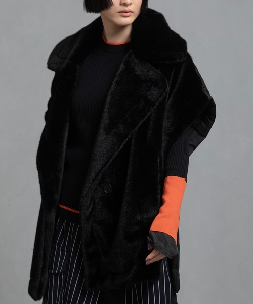 MARECHAL TERRE（マルシャルテル）の「コンビネーションファーベスト（その他アウター・レディース・チャコールグレー/ライトベージュ/ブラック/ブラウン・M）」の2枚目の写真