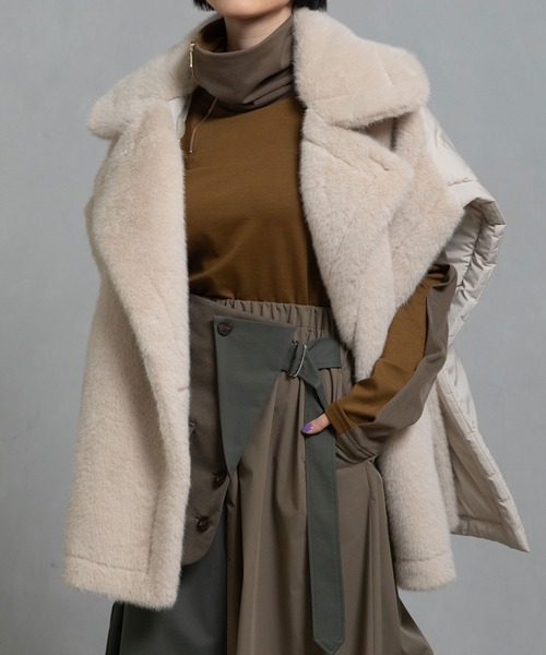 MARECHAL TERRE（マルシャルテル）の「コンビネーションファーベスト（その他アウター・レディース・チャコールグレー/ライトベージュ/ブラック/ブラウン・M）」の9枚目の写真