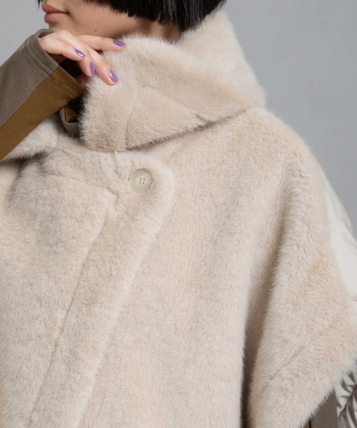 MARECHAL TERRE（マルシャルテル）の「コンビネーションファーベスト（その他アウター・レディース・チャコールグレー/ライトベージュ/ブラック/ブラウン・M）」の12枚目の写真