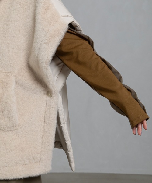 MARECHAL TERRE（マルシャルテル）の「コンビネーションファーベスト（その他アウター・レディース・チャコールグレー/ライトベージュ/ブラック/ブラウン・M）」の14枚目の写真