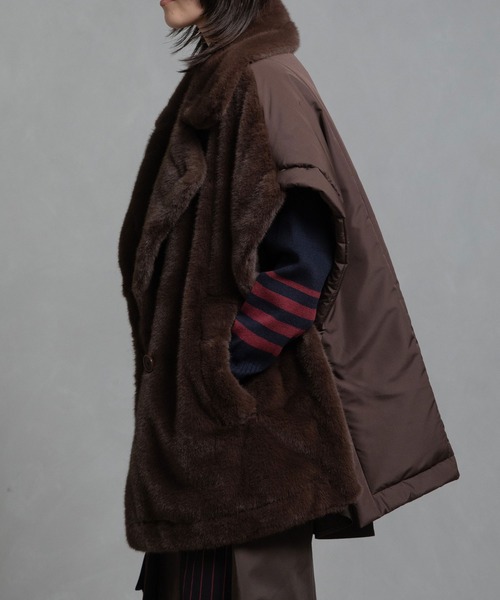 MARECHAL TERRE（マルシャルテル）の「コンビネーションファーベスト（その他アウター・レディース・チャコールグレー/ライトベージュ/ブラック/ブラウン・M）」の22枚目の写真