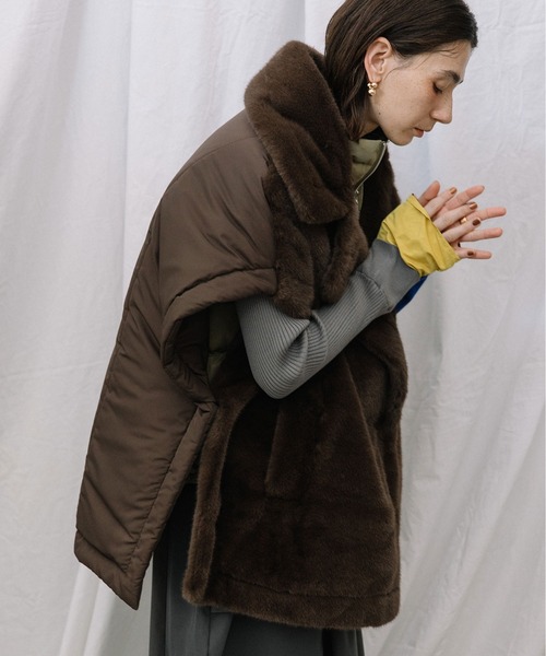 MARECHAL TERRE（マルシャルテル）の「コンビネーションファーベスト（その他アウター・レディース・チャコールグレー/ライトベージュ/ブラック/ブラウン・M）」の18枚目の写真