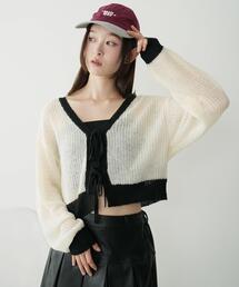 WEGO | WEGO/【25年秋冬新作】モヘアタッチ2WAYリボンカーデ(カーディガン/ボレロ)