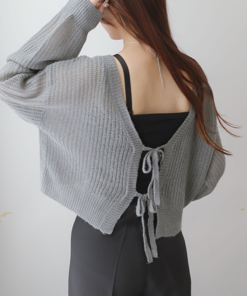 WEGO（ウィゴー）の「WEGO/モヘアタッチ2WAYリボンカーデ（カーディガン/ボレロ・レディース・ホワイト/ホワイト系その他5/ブラウン/ブラック/ライトピンク/ワイン/グレー・FREE）」の20枚目の写真