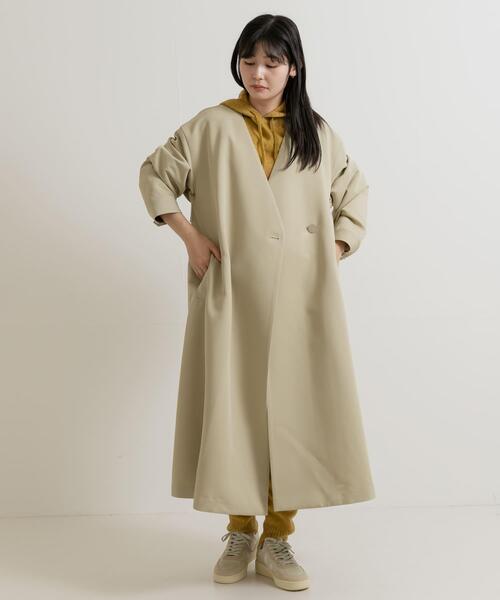 THE GOODLAND MARKET(ザグッドランドマーケット)の「『別注』MIDIUMISOLID×TGM RE V neck long coat(その他アウター・レディース・ブルー系その他/ライトベージュ・FREE)」の3枚目の写真