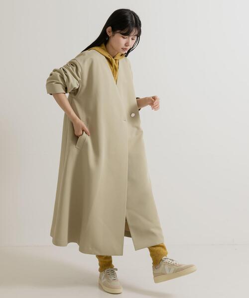 THE GOODLAND MARKET(ザグッドランドマーケット)の「『別注』MIDIUMISOLID×TGM RE V neck long coat(その他アウター・レディース・ブルー系その他/ライトベージュ・FREE)」の5枚目の写真