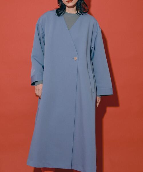 THE GOODLAND MARKET(ザグッドランドマーケット)の「『別注』MIDIUMISOLID×TGM RE V neck long coat(その他アウター・レディース・ブルー系その他/ライトベージュ・FREE)」の16枚目の写真