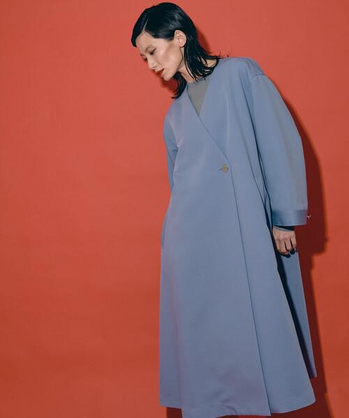 THE GOODLAND MARKET(ザグッドランドマーケット)の「『別注』MIDIUMISOLID×TGM RE V neck long coat(その他アウター・レディース・ブルー系その他/ライトベージュ・FREE)」の18枚目の写真