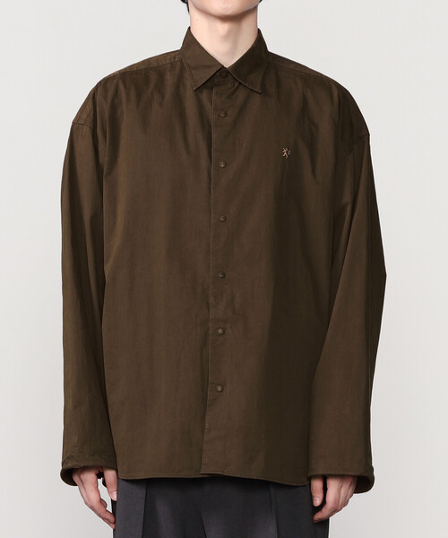 GYMPHLEX（ジムフレックス）の「Gymphlex | ピーチスキン レギュラーカラー長袖シャツ MEN（シャツ/ブラウス・メンズ・ブラウン/ブラック・L/M）」の9枚目の写真