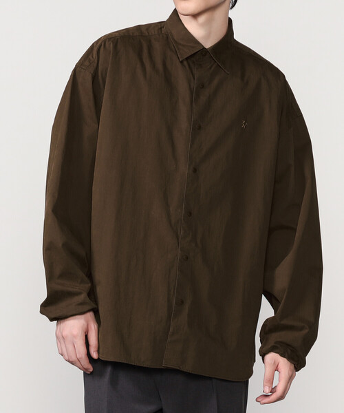 GYMPHLEX（ジムフレックス）の「Gymphlex | ピーチスキン レギュラーカラー長袖シャツ MEN（シャツ/ブラウス・メンズ・ブラウン/ブラック・L/M）」の8枚目の写真