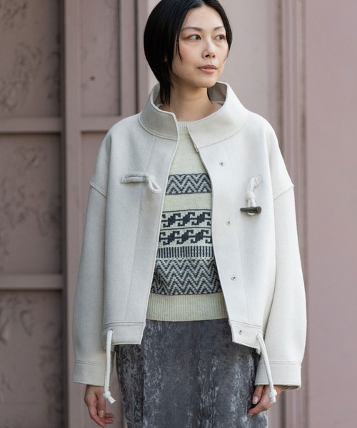 Munich（ミューニック）の「ウールダブルビーバーダッフルジャケット（その他アウター・レディース・キャメル/オフホワイト/ブラック・FREE）」の19枚目の写真