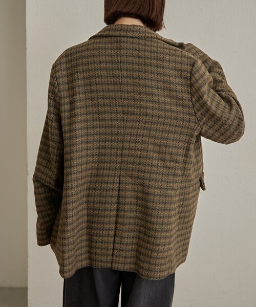 Omekashi（オメカシ）の「チェックツイードジャケット（テーラードジャケット・レディース・キャメル/ブラウン・FREE）」の6枚目の写真