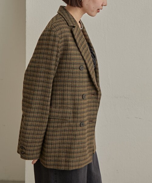 Omekashi（オメカシ）の「チェックツイードジャケット（テーラードジャケット・レディース・キャメル/ブラウン・FREE）」の7枚目の写真