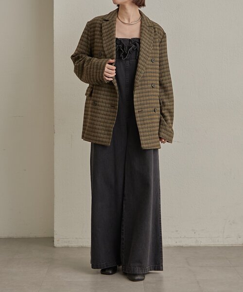 Omekashi（オメカシ）の「チェックツイードジャケット（テーラードジャケット・レディース・キャメル/ブラウン・FREE）」の8枚目の写真