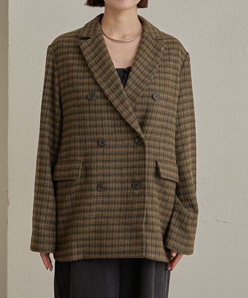 Omekashi（オメカシ）の「チェックツイードジャケット（テーラードジャケット・レディース・キャメル/ブラウン・FREE）」の14枚目の写真