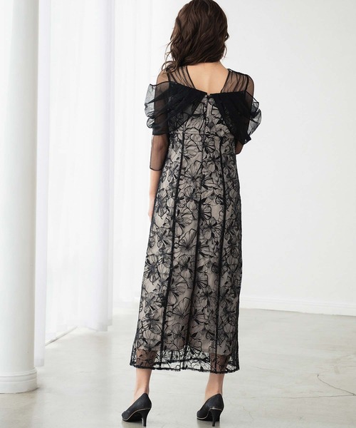 セール】チュール ドレープ スパンコール ドレス 結婚式 ワンピース