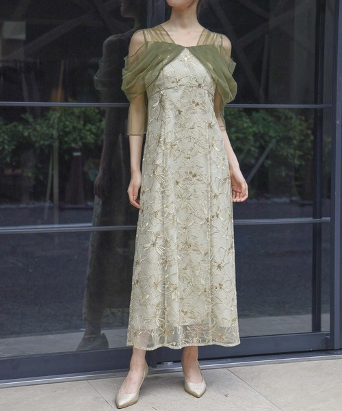 チュールドレープスパンコールドレス チュールドレープスパンコールドレス / tulle drape spangle dress