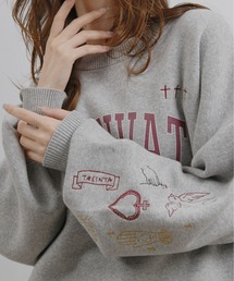 Palm Riche（ポームリシュ）の「スウェットライクロゴ刺繍ニット（ニット/セーター）」