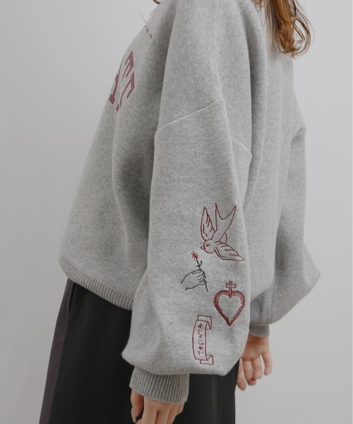 スウェットライクロゴ刺繍ニット Palm Riche│Eimee Law & LHELBIE