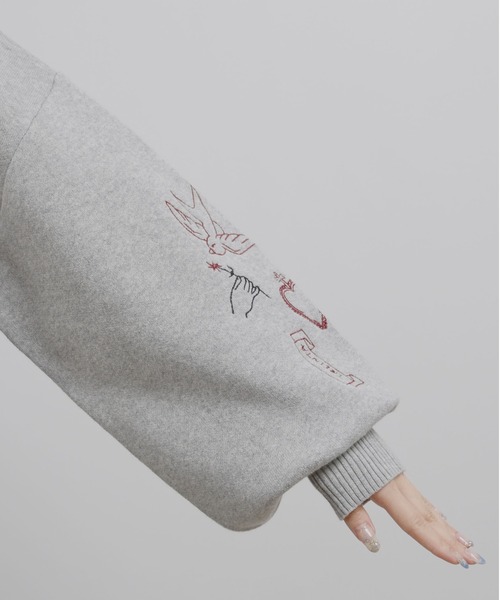 スウェットライクロゴ刺繍ニット Palm Riche│Eimee Law